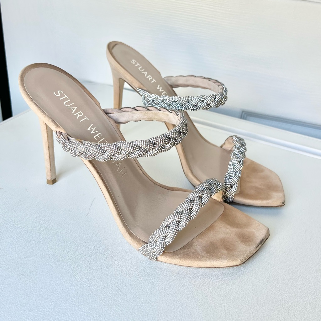 Stuart Weitzman Metallic Silver And Nude Heels